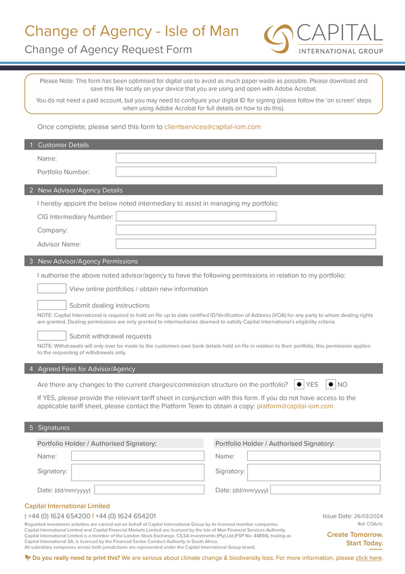 Iom R200 Form Resources - Capital International Group