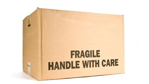 Box with 'Fragile Handle with Care' text on the side
