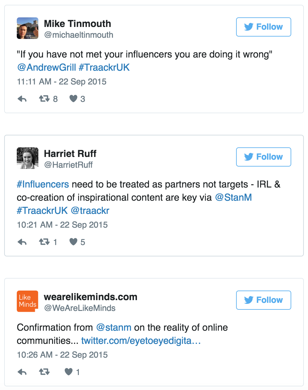 Tweets on managing influencer relations