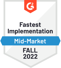 G2 badge fastest implementation 2022