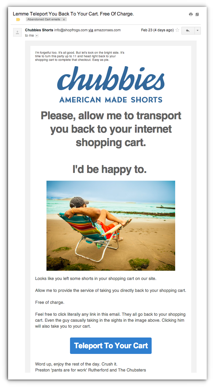 Chubbies - Ecommerce Business - Sendlane