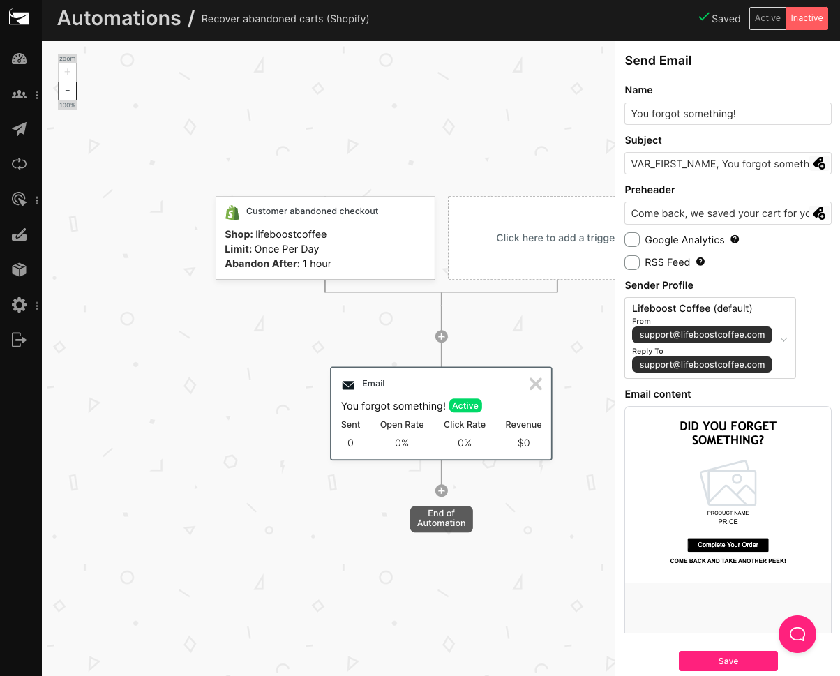 sendlane_shopify_ecommerce_abandoned_cart
