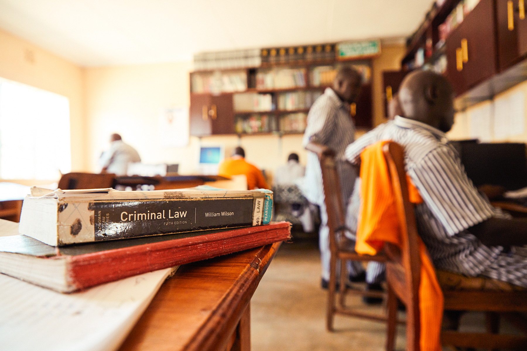 Paralegals tracing and reviewing case files at Kamiti Prison, Kenya.