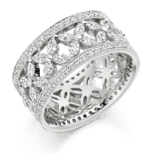 bigger diamond - engagement, wedding and eternity ring all in one.