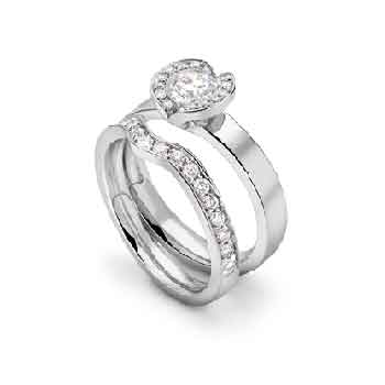 Wide band semi halo engagement ring