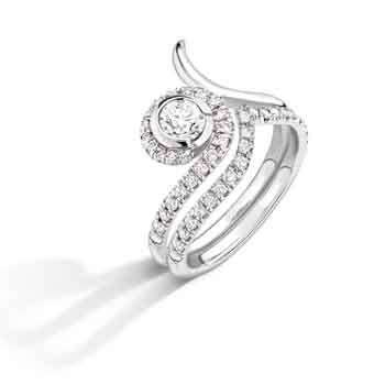 Round diamond contemporary halo engagement ring