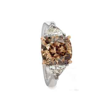 Cushion Trilogy Engagement Ring with trilliant side stones