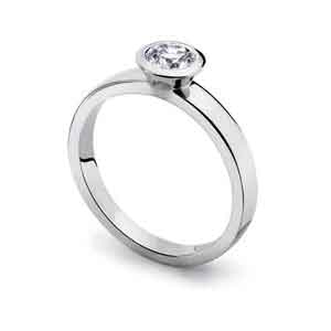 Round rubover set engagement ring