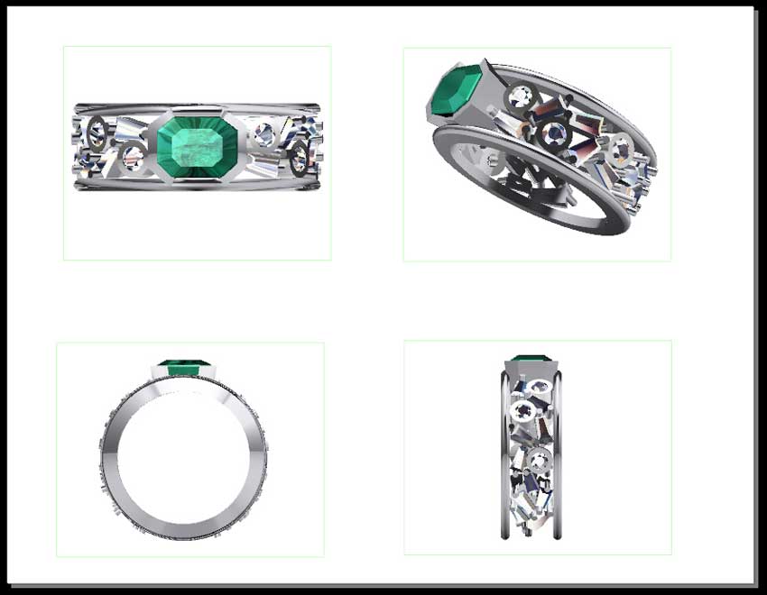 Emerald ring CAD drawing