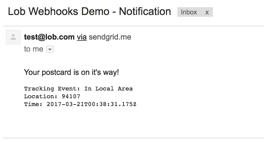 sendgrid email notification