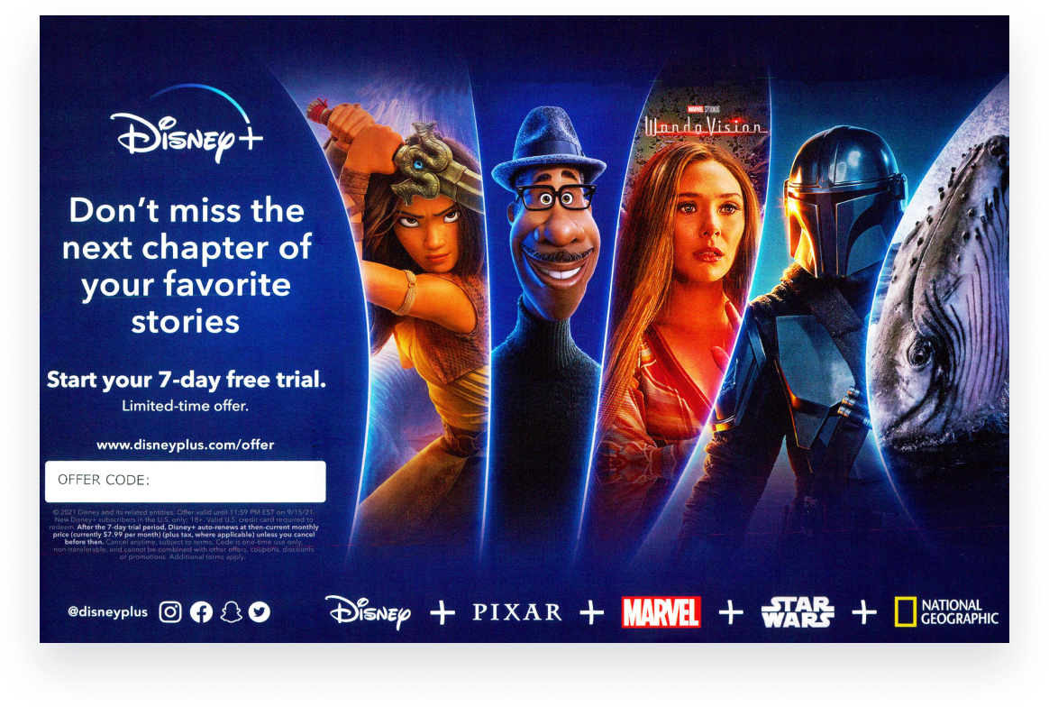 Disney Plus , Best Direct Mail Campaigns Lob