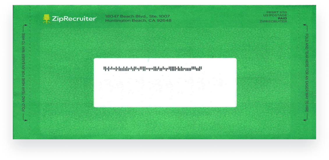 ZipRecruiter, Best Direct Mail Campaigns Lob