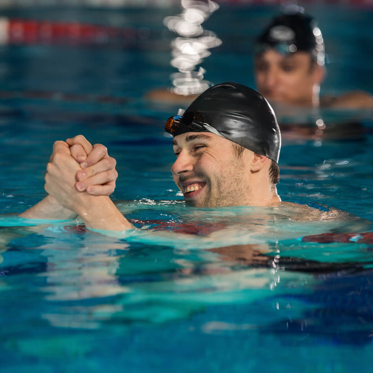 happy swimmer during swim practice