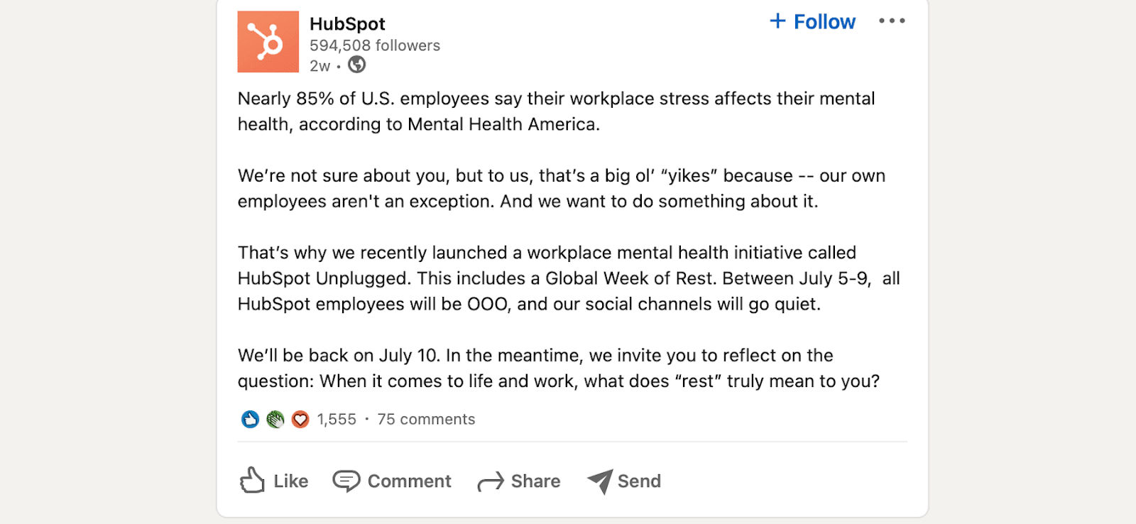 HubSpot Linkedin Post