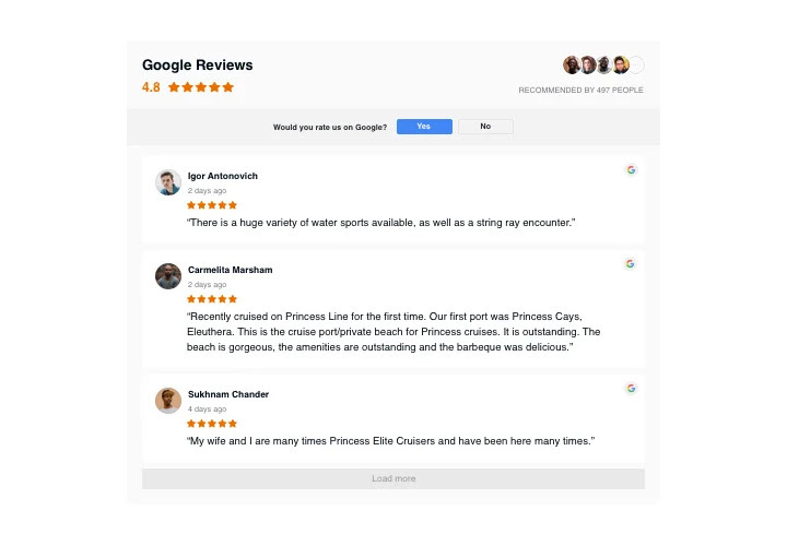 google reviews example
