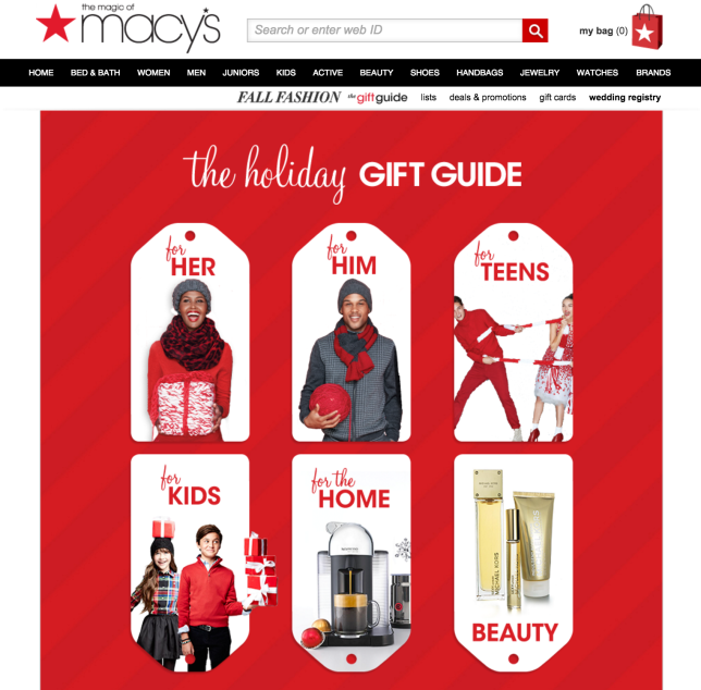 macys holiday gift guide red and white men women children