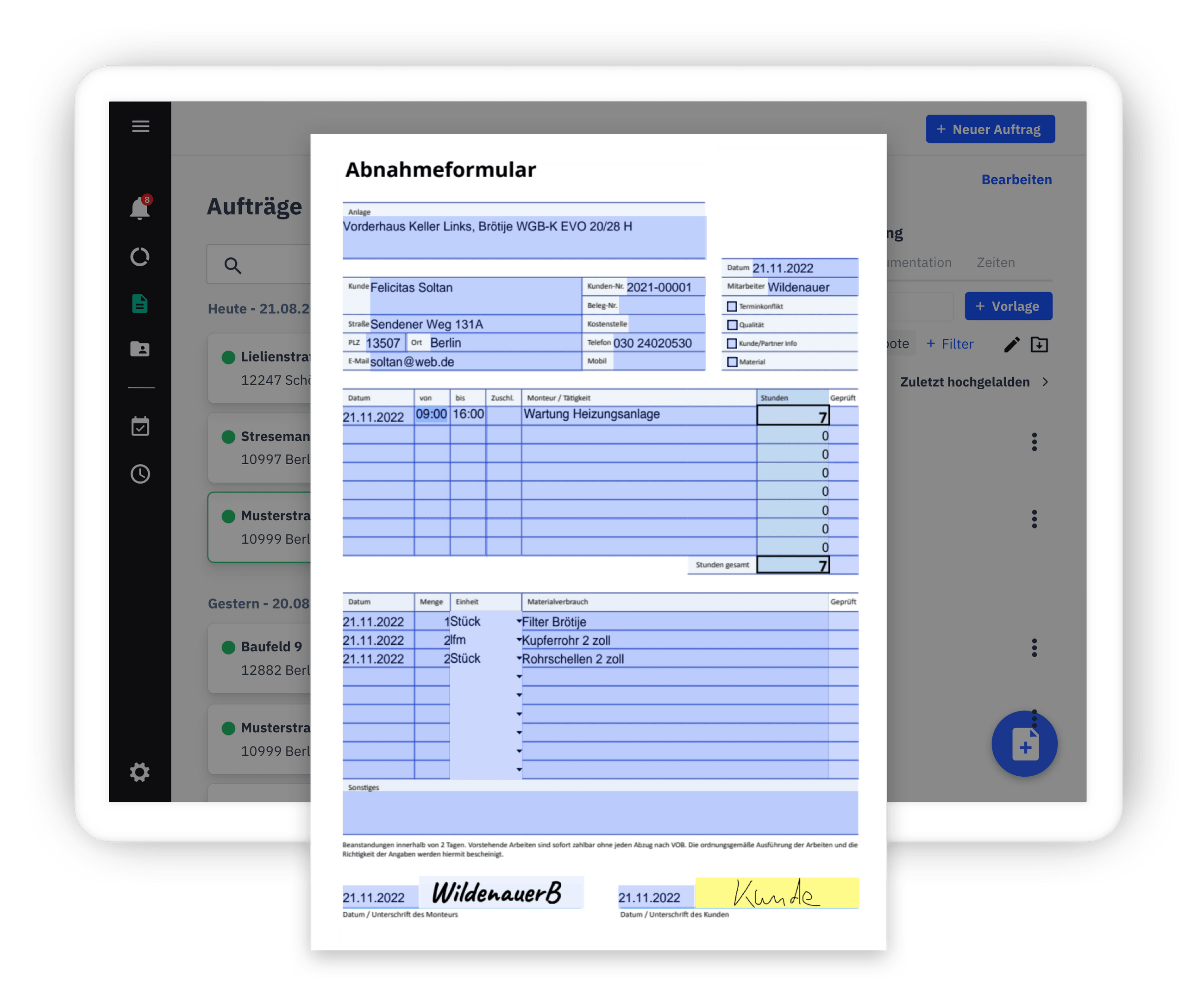 Digitale Formulare und Unterschriften