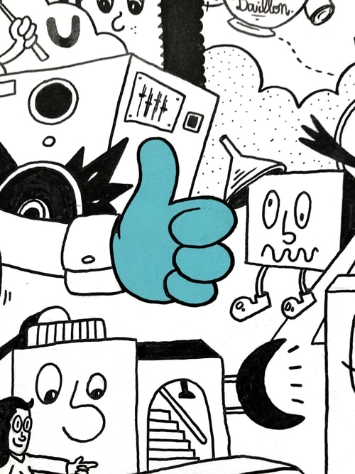 dessin pouce bleu avec fond illustrations