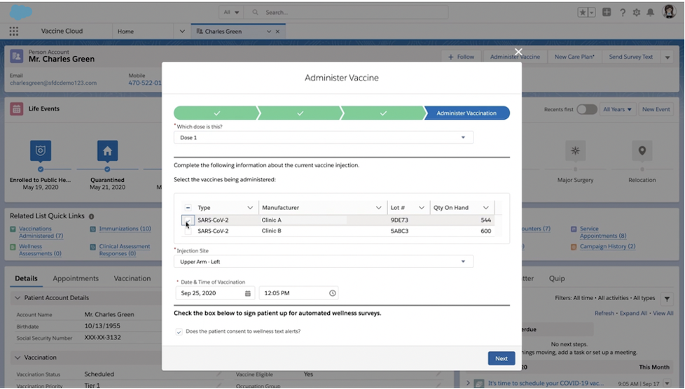 Salesforce’s Vaccine Cloud Source: Salesforce