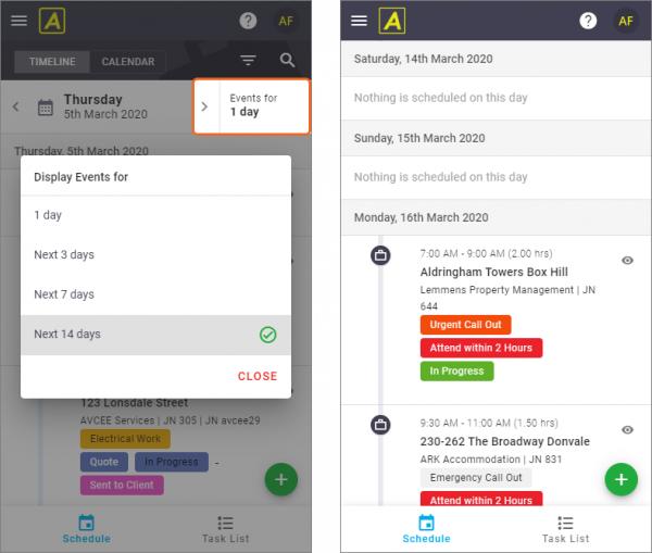 Schedule Timeline View