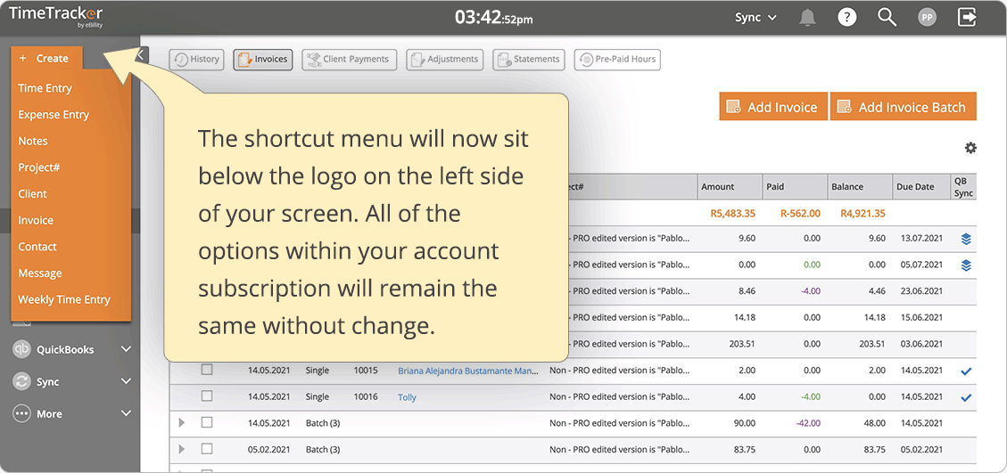 Shortcut menu