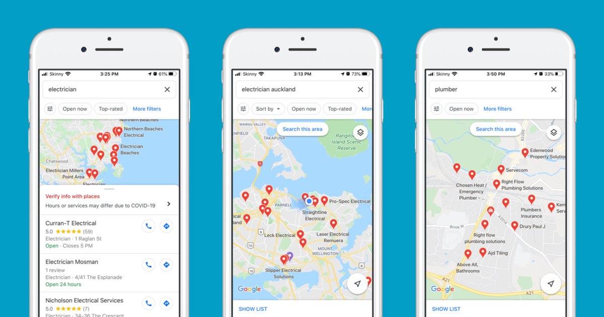 google my business map view