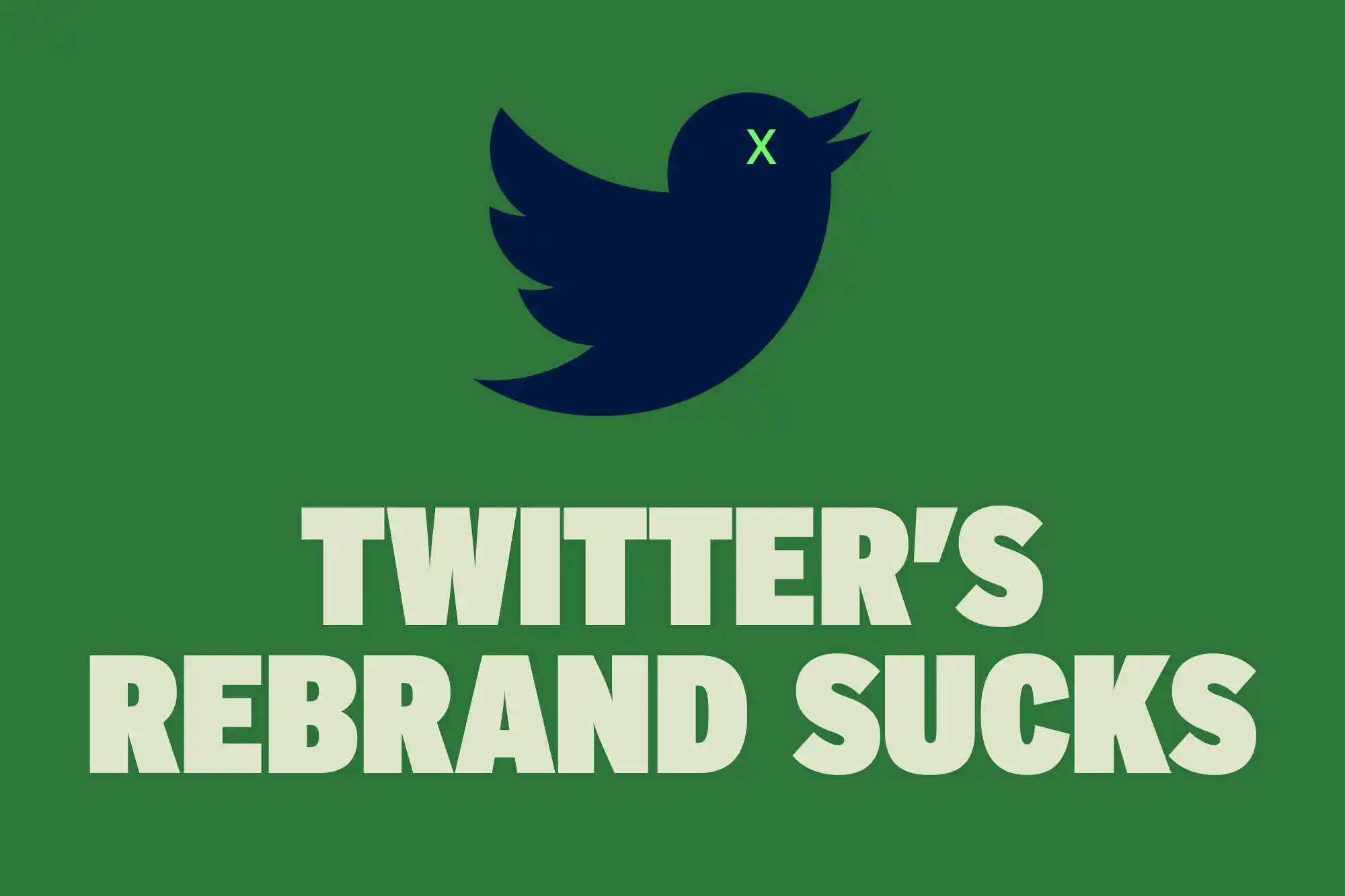 a navy blue twitter bird logo on a green background