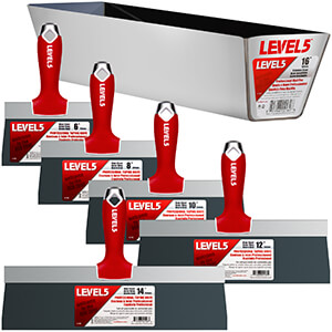 LEVEL5 Blue Steel Drywall Taping Knife Set | 16" Mud Pan | 5-605