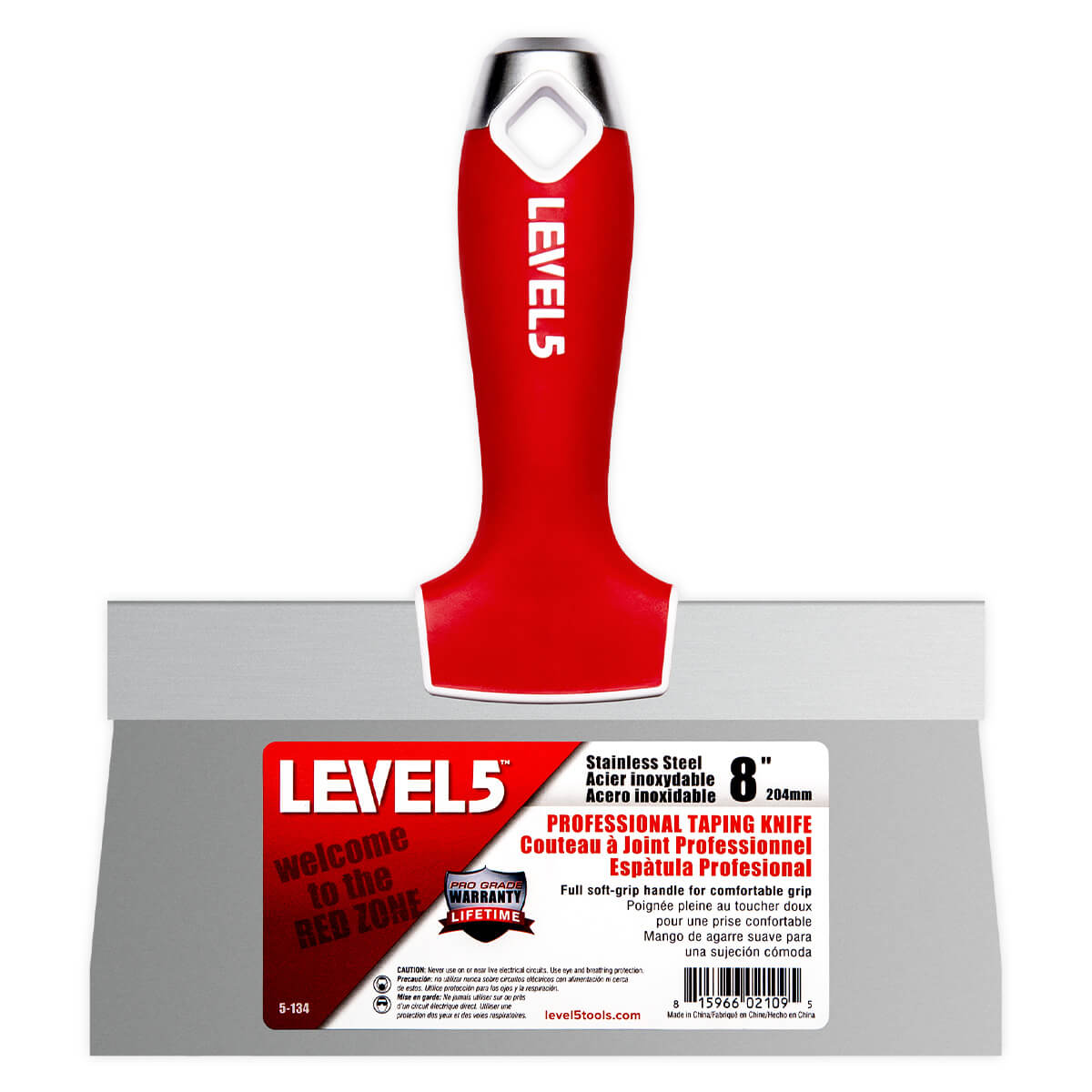 LEVEL5 8Inch Stainless Steel Taping Knife Soft Grip 5134