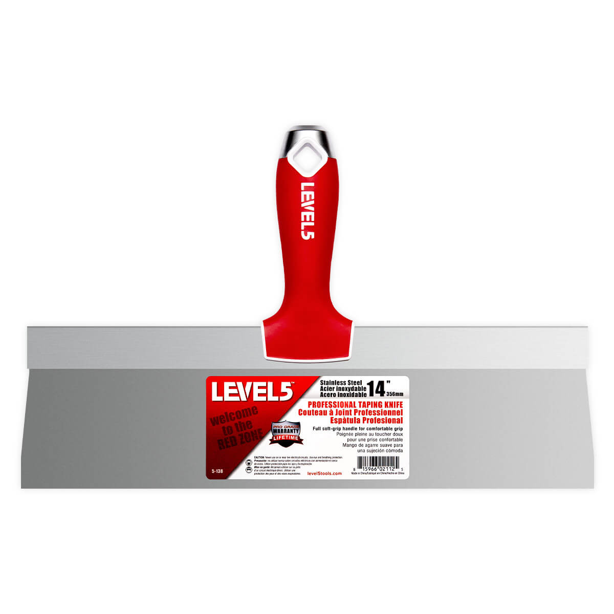 LEVEL5 12Inch Stainless Steel Taping Knife Soft Grip 5137