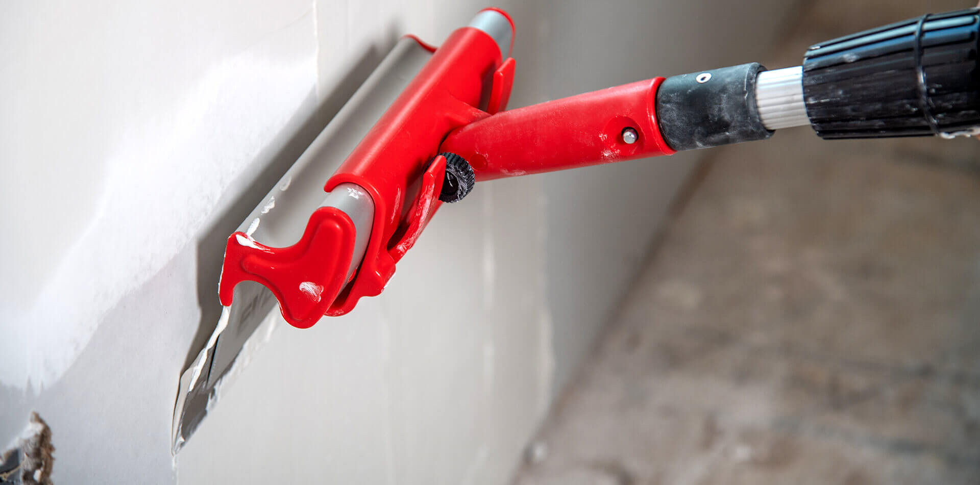 LEVEL5 Tools Drywall Skimming Blade with Handle Adapter Attachment and Handle on WallA