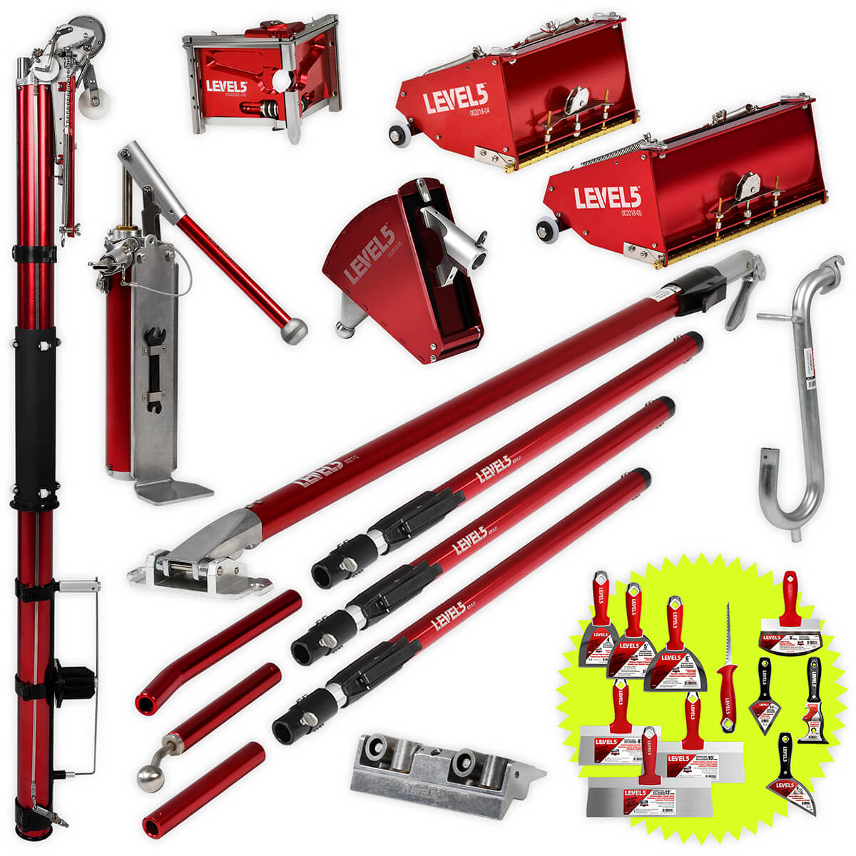 Drywall Taping Tool Set w/ 7/10Inch MEGA Boxes & Ext. Handles 4611