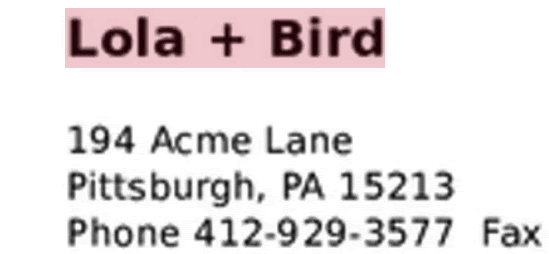 a cursor moves over address text to highlight in yellow.