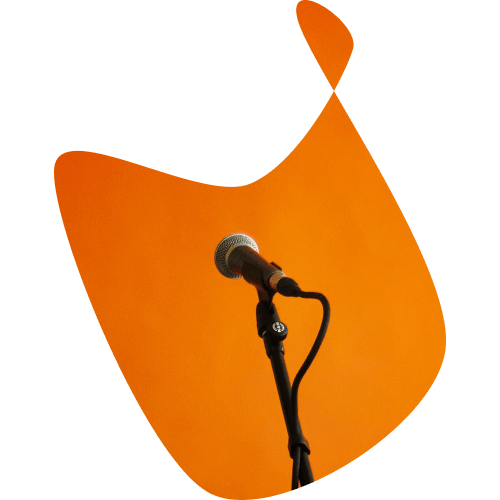 Microphone on an orange background