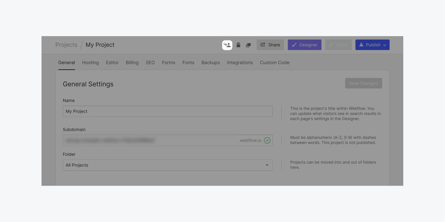 An icon is highlighted on the My project dashboard.