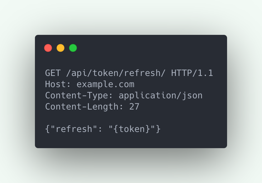 HTTP Request example representing JWT Refresh