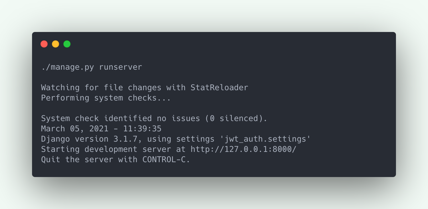 Django runserver command example