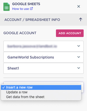 google-spreadsheets-setup-sleect-action