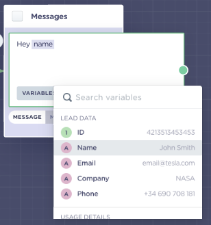 personalize with variables in real time