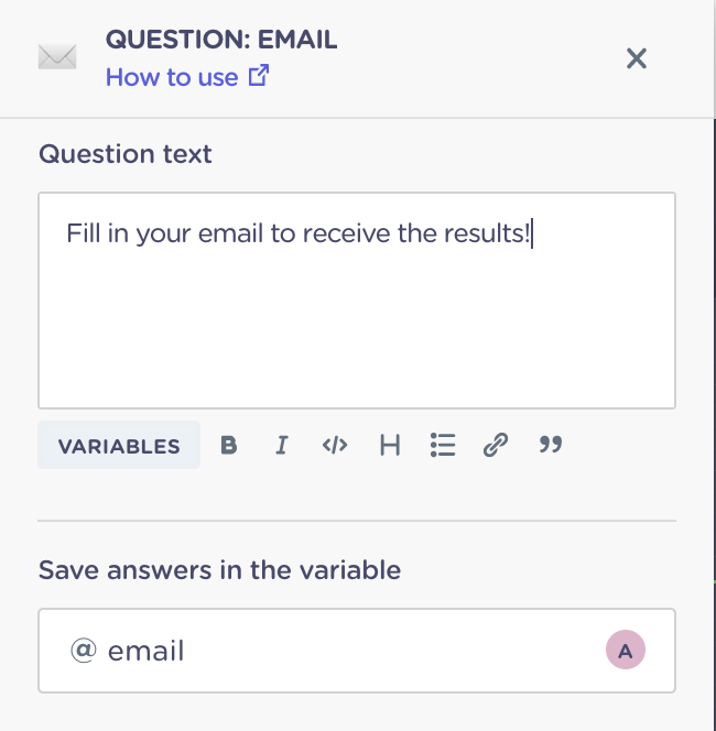 email question block