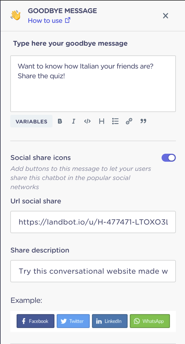 goodbye block landbot chatbot builder