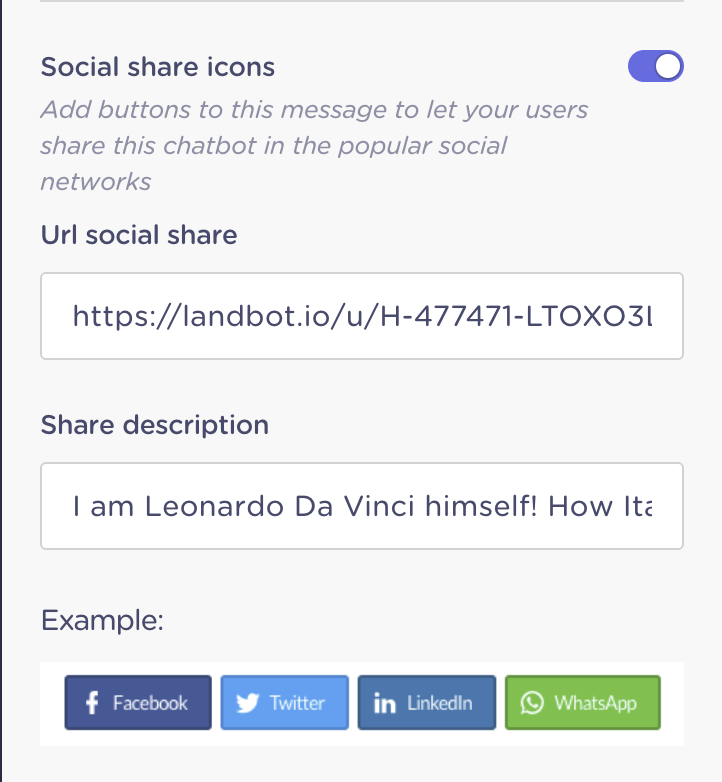 personalize share description