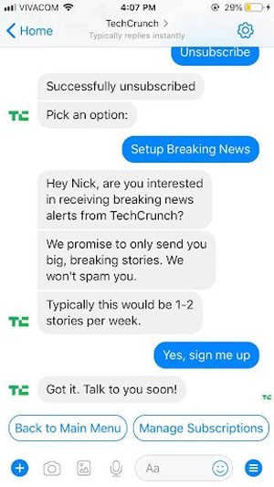 chatbots in marketing tech crunch