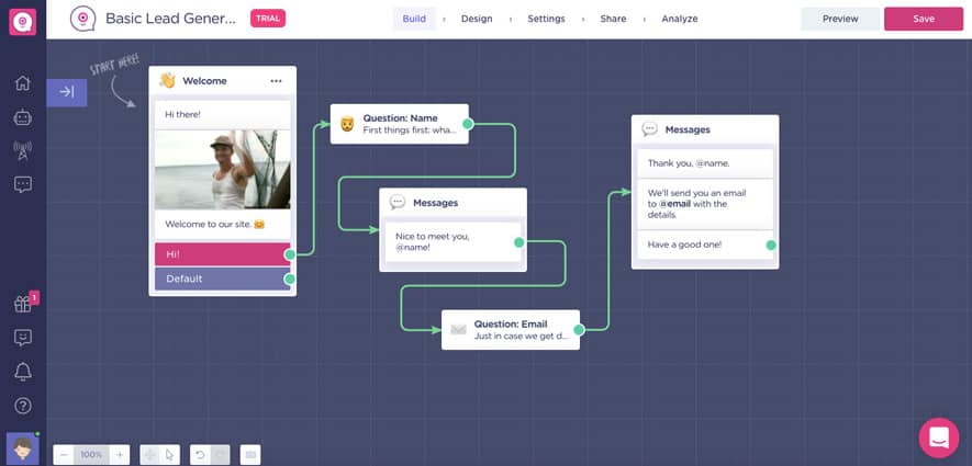 landbot basic lead gen bot builder