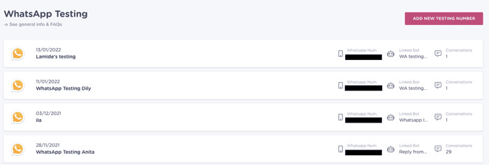whatsapp testing numero