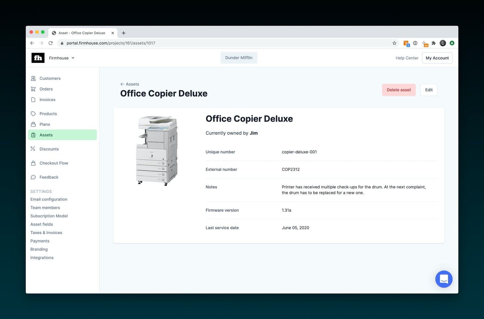 Assets subscription