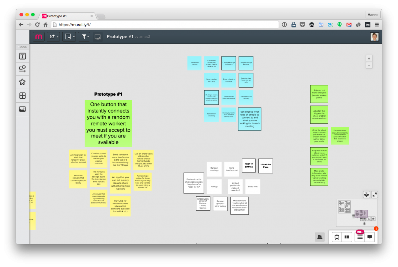 Virtual sticky notes on Murally