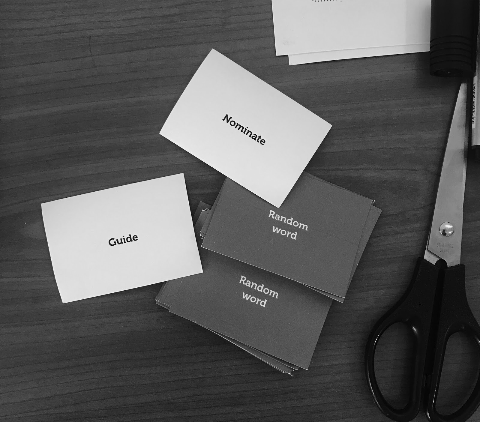 Example of physical Randow Word cards.