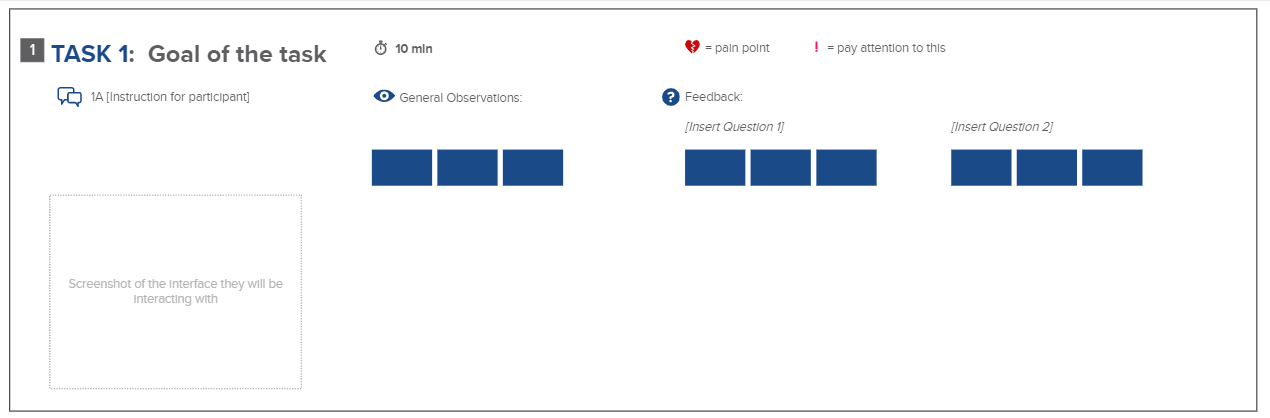 Screenshot of Emerson's usability testing template