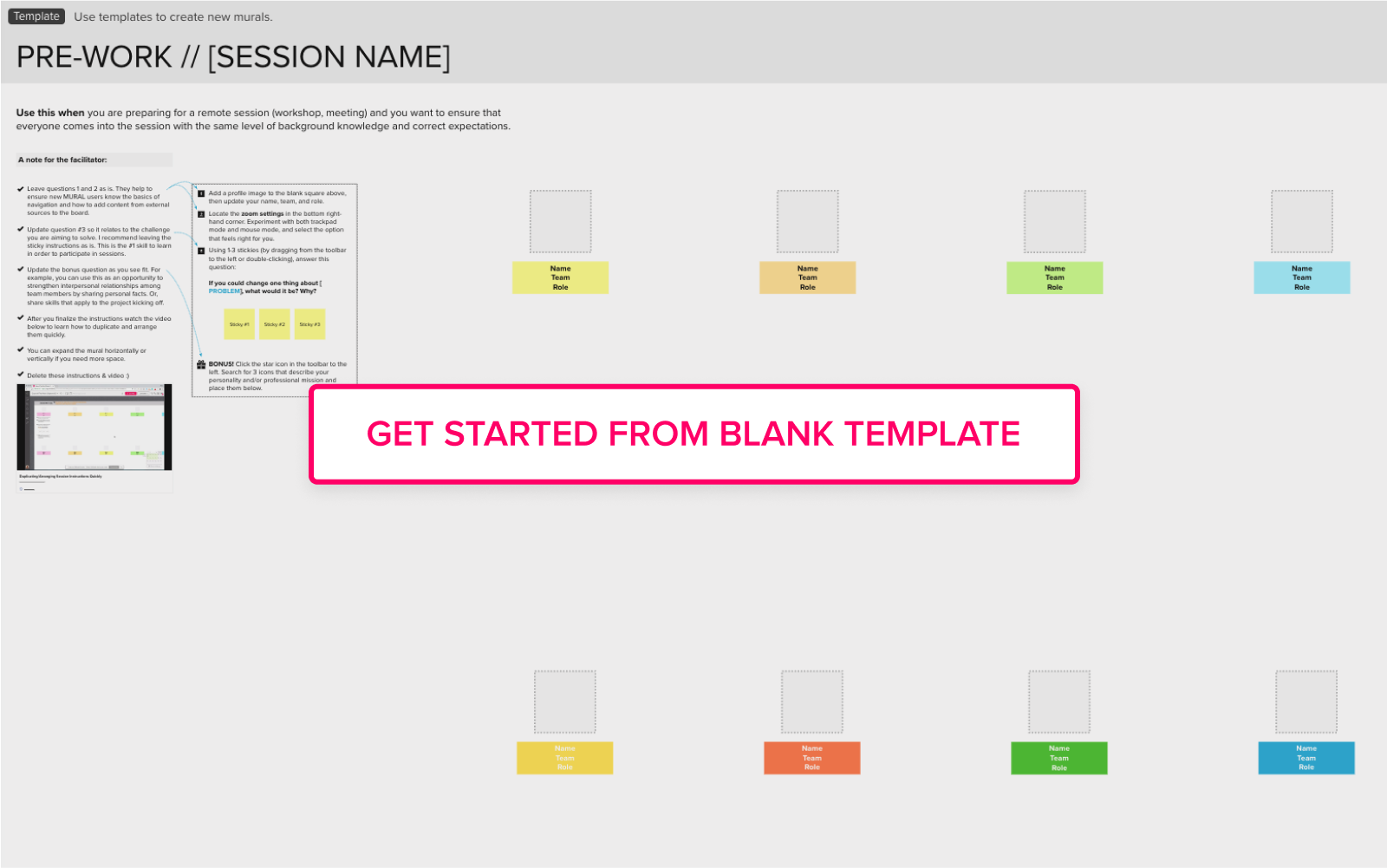 pre-work template